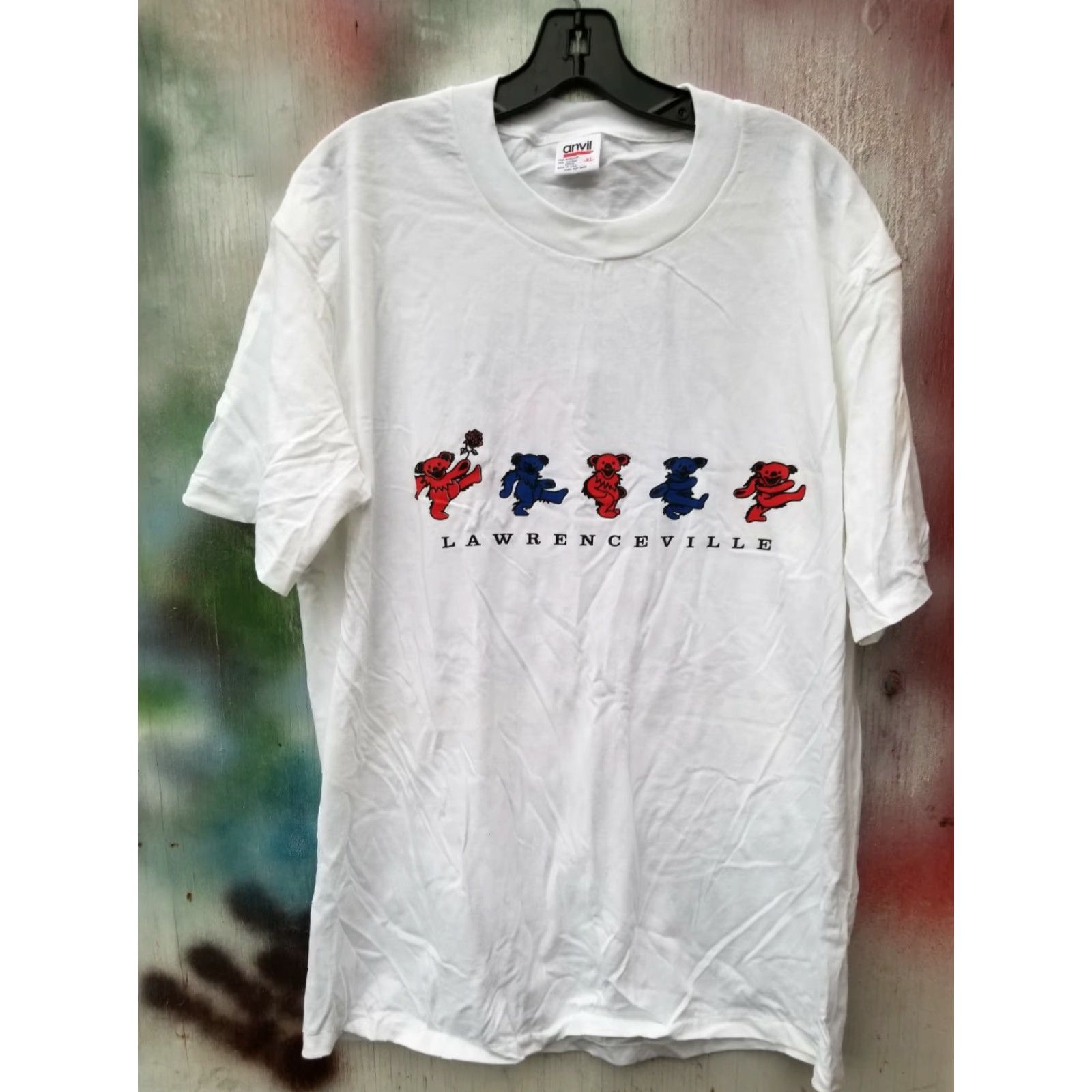 Anvil VINTAGE Grateful Dead DANCING BEARS Smile Smile Smile T Shirt Large Mens White Cotton Blend Anvil Short Sleeve Crew Neck Regular Fit Deadstock 1990s Size US L / EU 52-54 / 3 - 2 Thumbnail