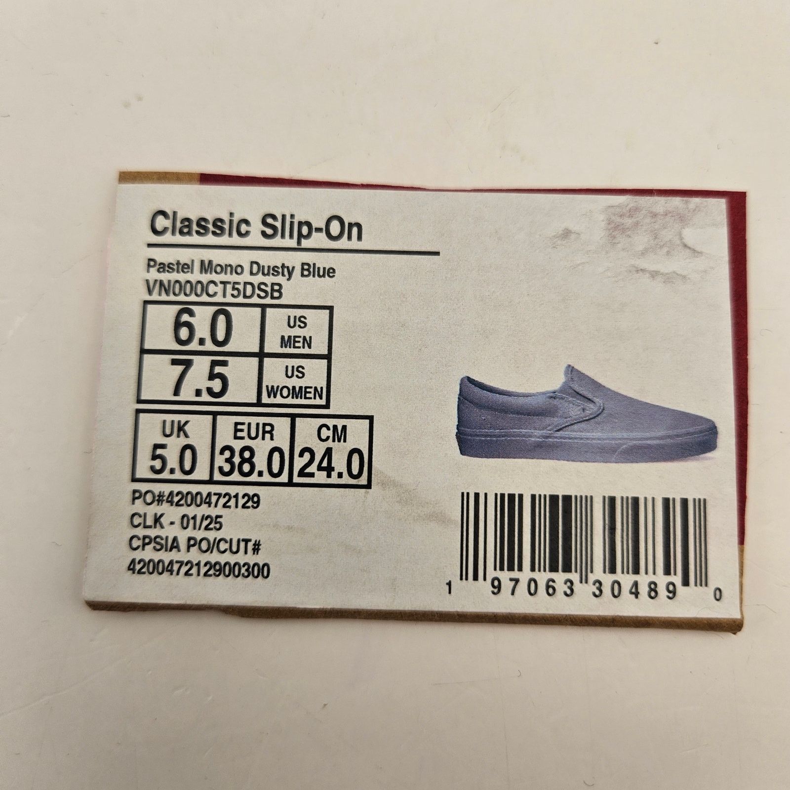 Vans VANS WOMEN'S 7.5 CLASSIC SLIP ON PASTEL MONO DUSTY BLUE NWOB Size US 7.5 / IT 37.5 - 7 Thumbnail