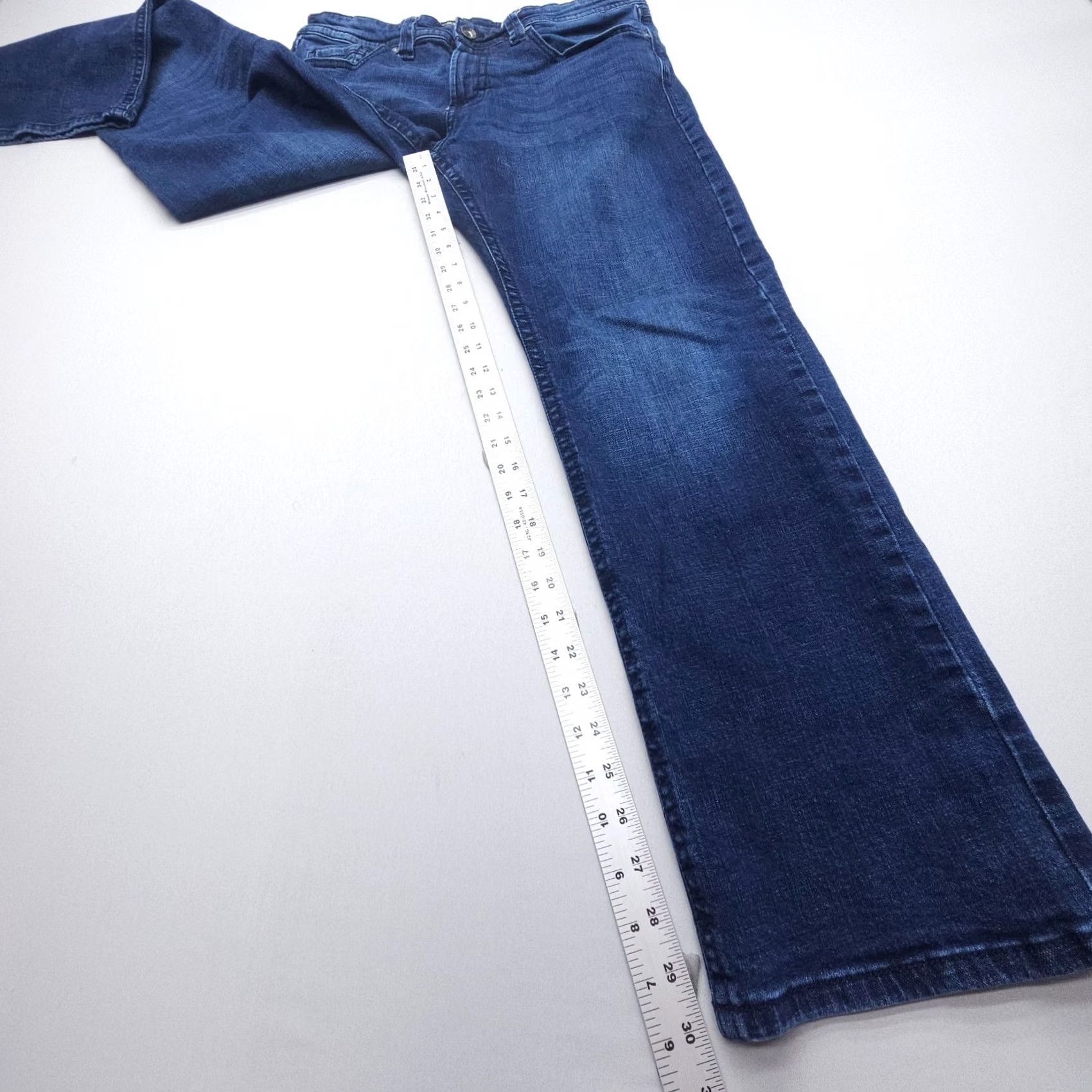 Vintage TK Axel Slim Boot Jeans Mens 34 x 30 Dark Wash Western Flex Denim 5-Pocket Logo Button Slim Bootcut Cotton Blend Blue Jeans Mens Size US 34 / EU 50 - 6 Thumbnail