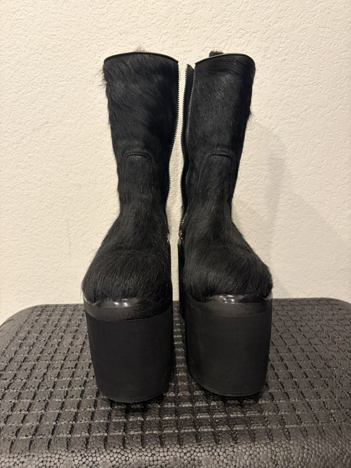 Rick Owens Rick Owens Black Bozo Tractor Calf Hair Creeper Zipper Boot Size US 9 / EU 42 - 2 Thumbnail