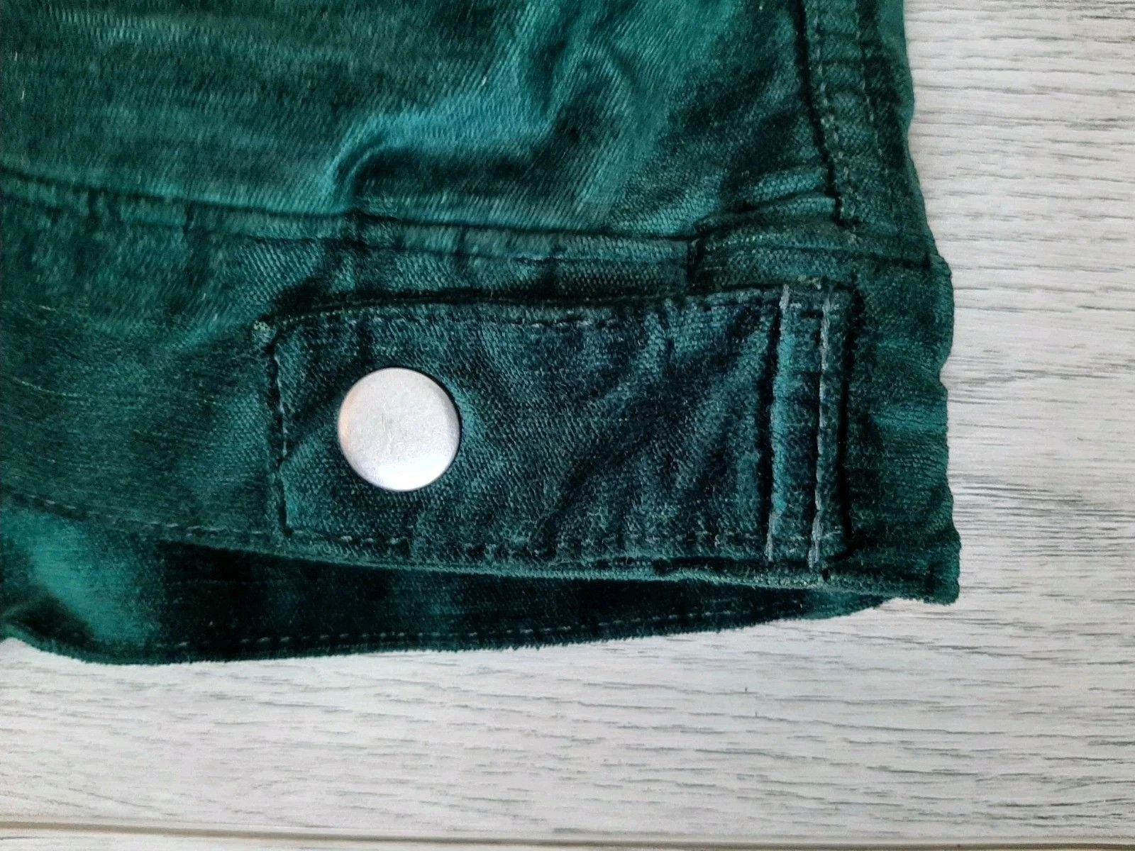 Free People Free People Jacket Green Velvet Trucker Full Zip Oversized Size XS / US 0-2 / IT 36-38 - 8 Thumbnail