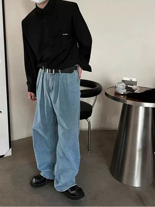 Retro star denim pants