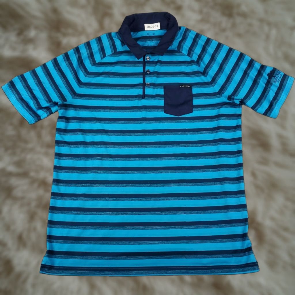 Oakley Oakley Polo Shirt Mens Size XL Blue Striped Golf Casual Short Sleeve Adult Size US XL / EU 56 / 4 - 1 Thumbnail