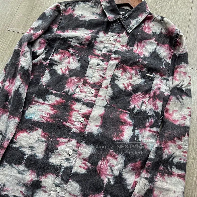 Amiri Amiri Purple Tie-Dye Frayed Shirt Size US S / EU 44-46 / 1 - 2 Thumbnail