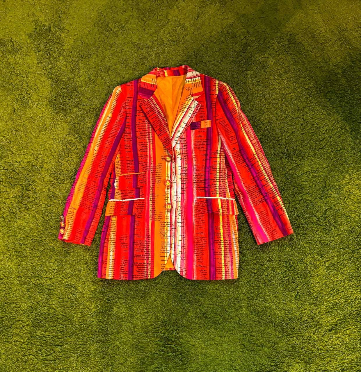 Moschino Moschino 1997 archive vintage recipe striped coloured blazer Size L / US 10 / IT 46 - 1 Thumbnail