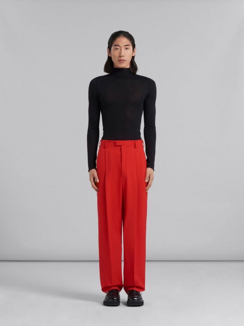 Marni o1w1db11124 Tropical Wool Tailored Trouser in Red Size US 30 / EU 46 - 2 Thumbnail