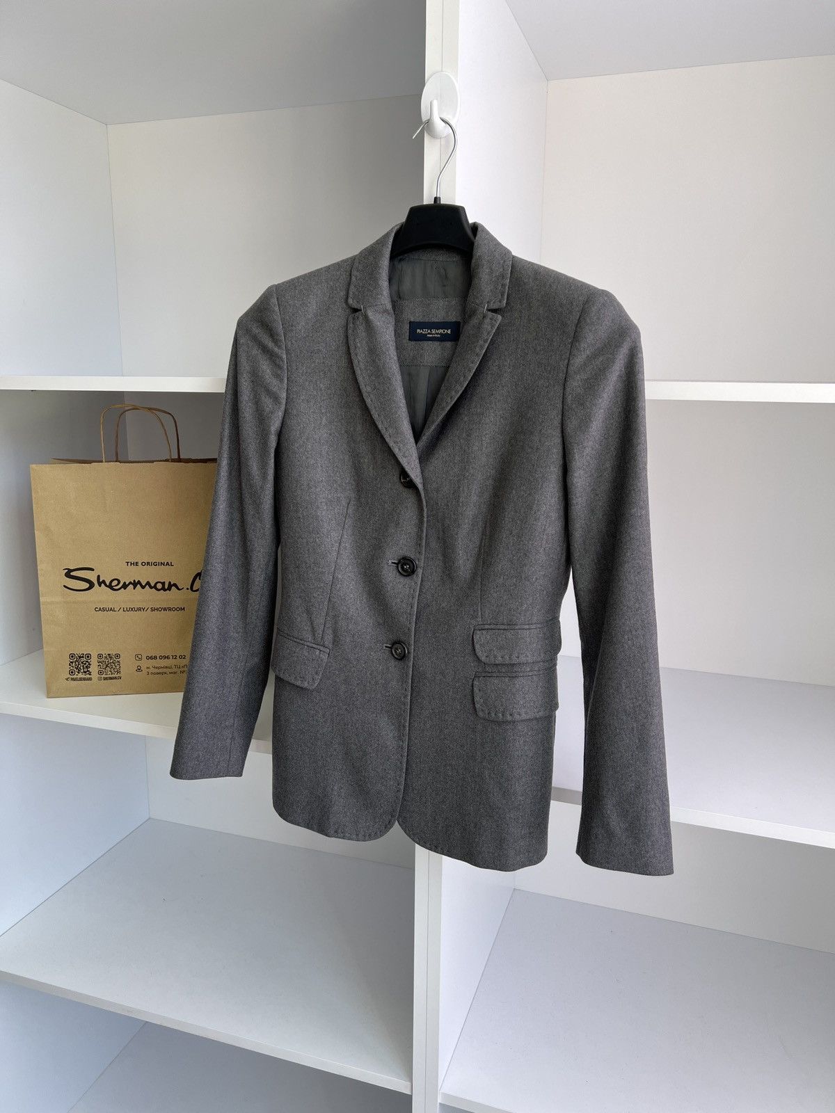 Designer × Piazza Sempione × Vintage Vintage Piazza Sempione Women's Gray Blazer Size S / US 4 / IT 40 - 2 Thumbnail