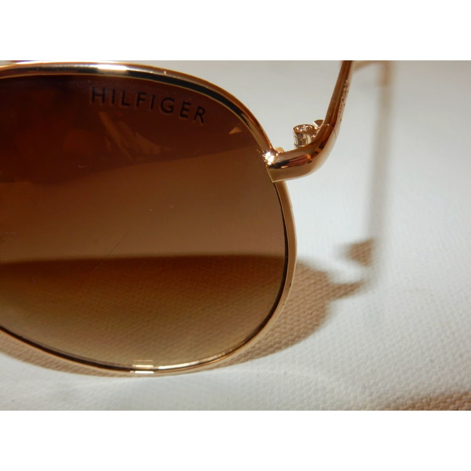 Tommy Hilfiger VINTAGE Tommy Hilfiger Aviator Sunglasses Women Adult Medium Gold Stylish 60[]14 141 Rowena WM OL491 Size ONE SIZE - 3 Thumbnail