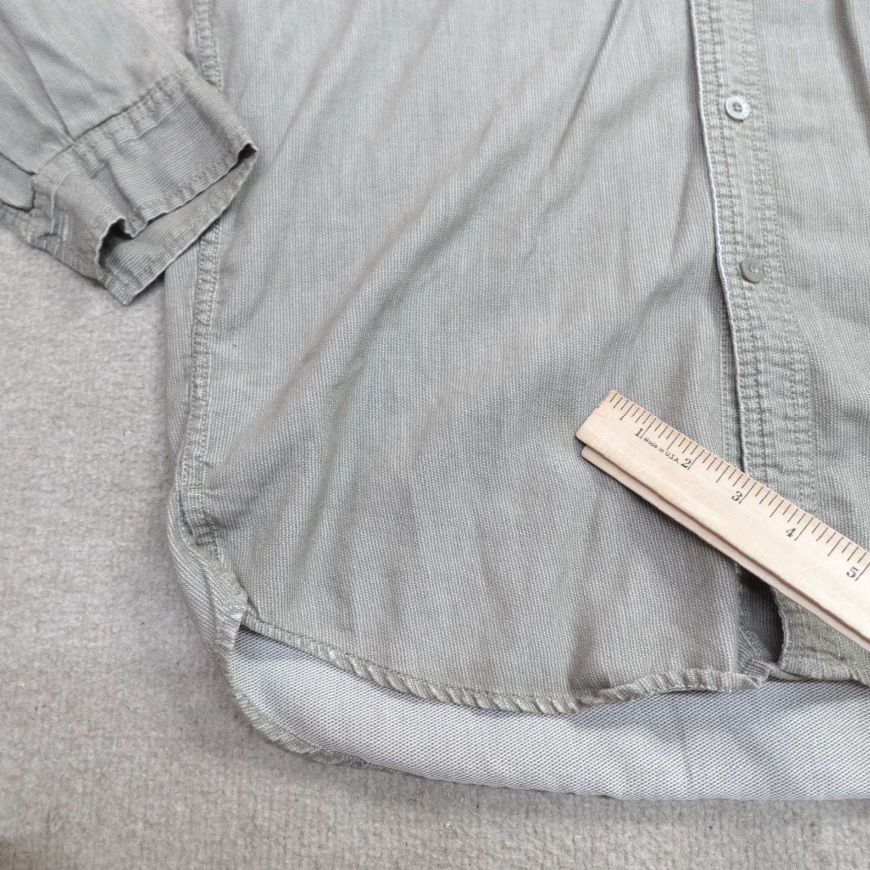 Levi's VINTAGE Levi's Shirt Band Collar Medium Beige Hickory Stripe Mens Button-Up Long Sleeve Size US M / EU 48-50 / 2 - 8 Thumbnail