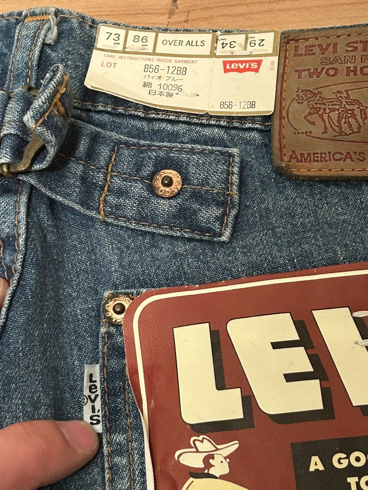 Japanese Brand Rare 1992 Levis 856 Overall Buckleback White Tab Size US 29 - 3 Thumbnail