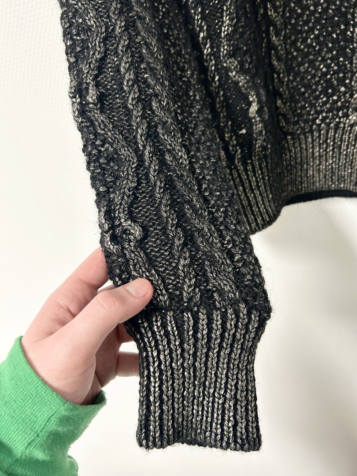 Saint Laurent Paris FW2018 Silver Glazed Heavyweight Cable Turtleneck Knit Size US XS / EU 42 / 0 - 5 Thumbnail