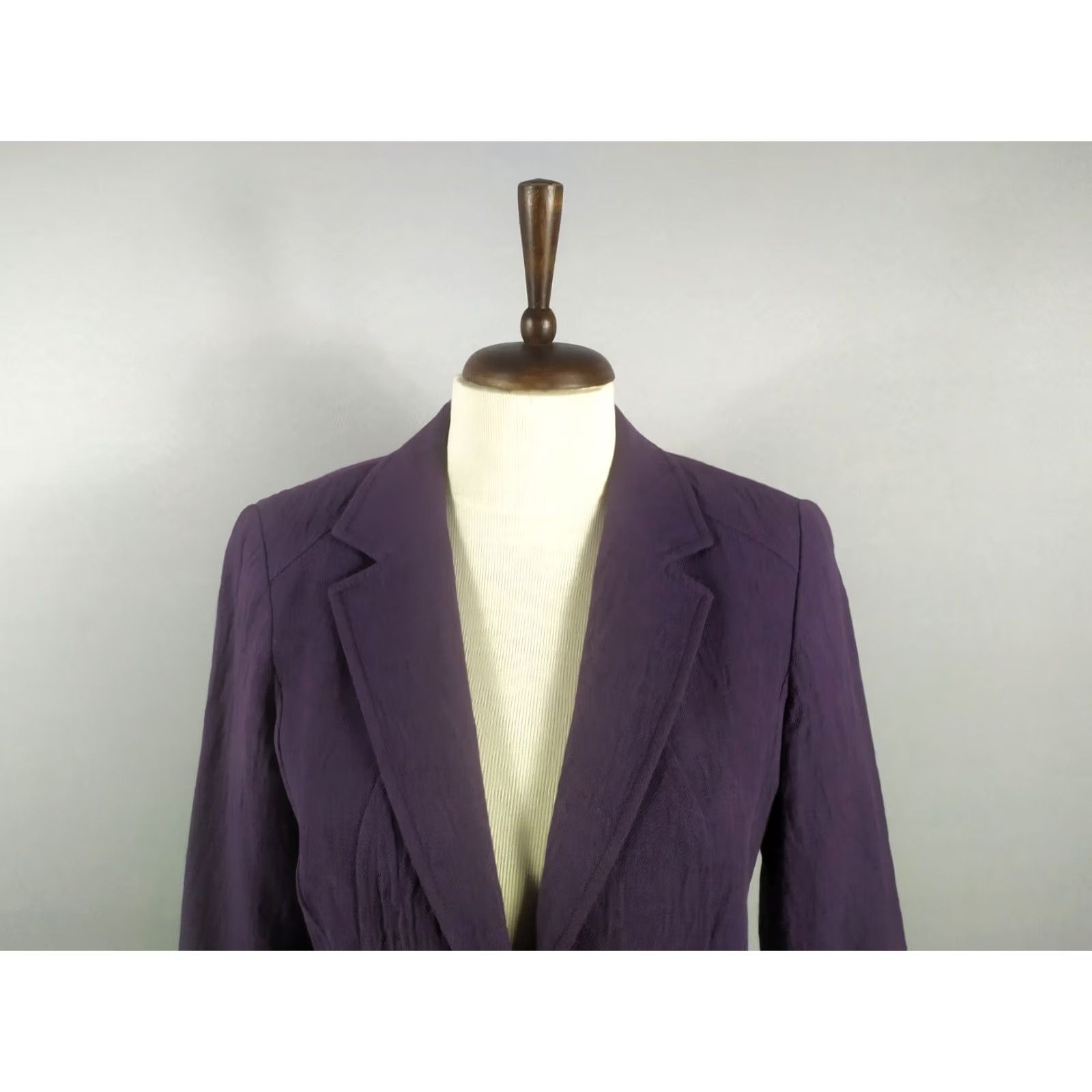 Kenzo KENZO Blazer Jacket Women's 40 Cotton Linen Purple Solid Classic Mid-Length Long Sleeve Button Jacket Size S / US 4 / IT 40 - 5 Thumbnail