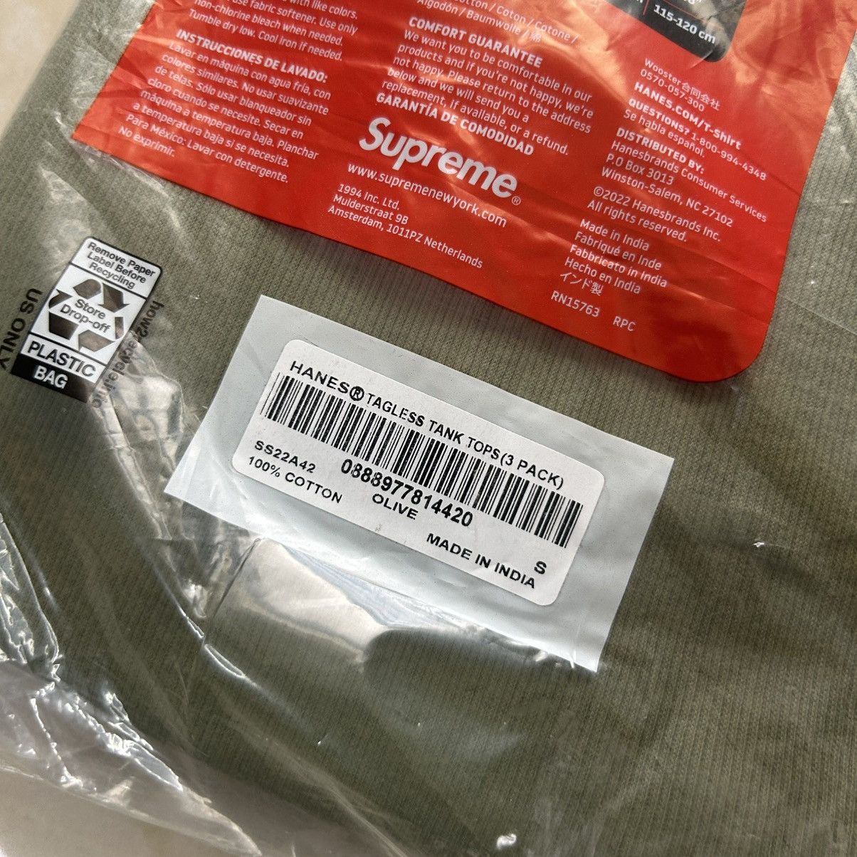Hanes × Supreme Supreme olive tank tops Size US S / EU 44-46 / 1 - 4 Thumbnail