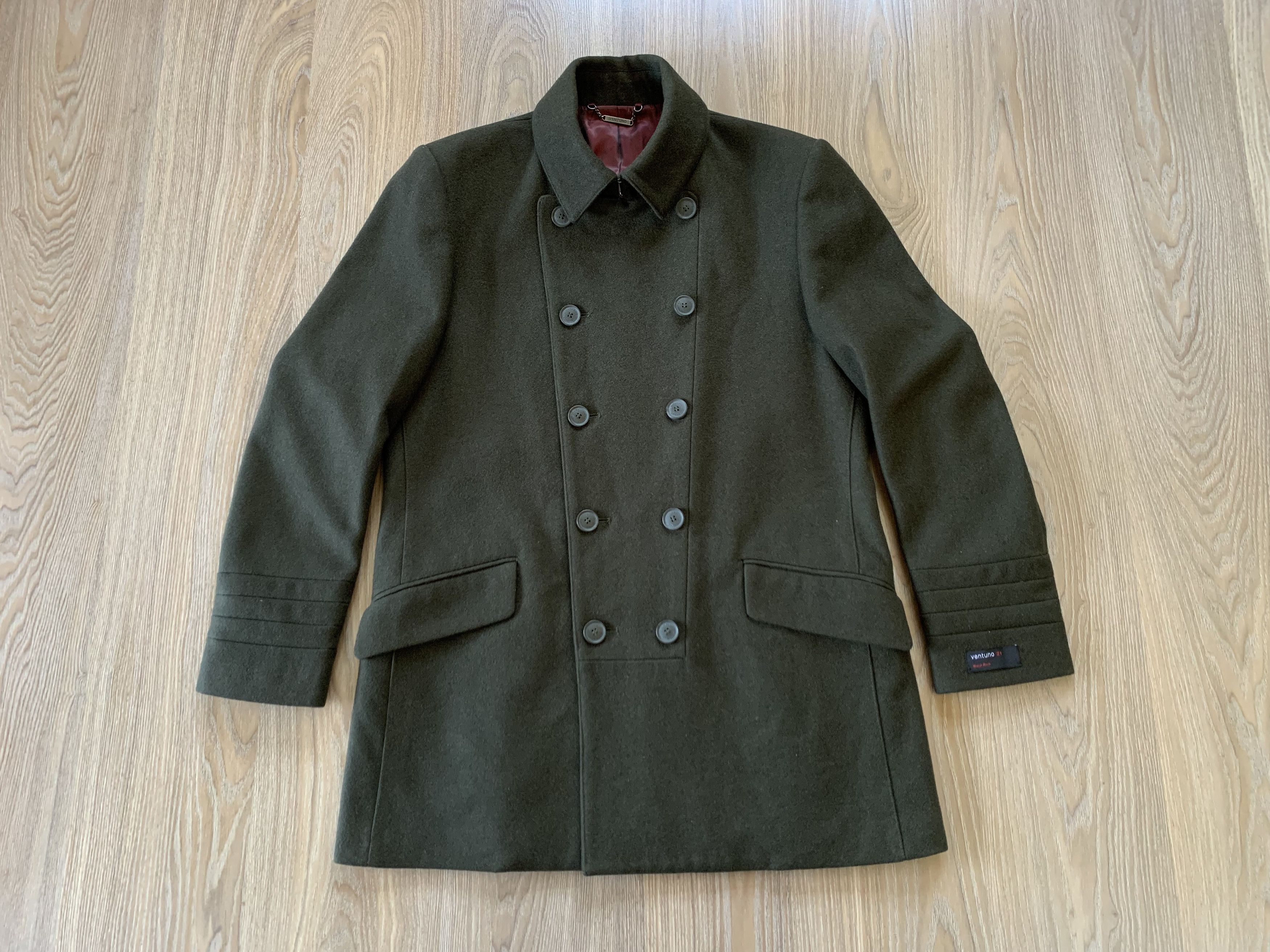 Designer × Vintage Ventuno 21 Mens Khaki Wool Coat Size US L / EU 52-54 / 3 - 2 Thumbnail