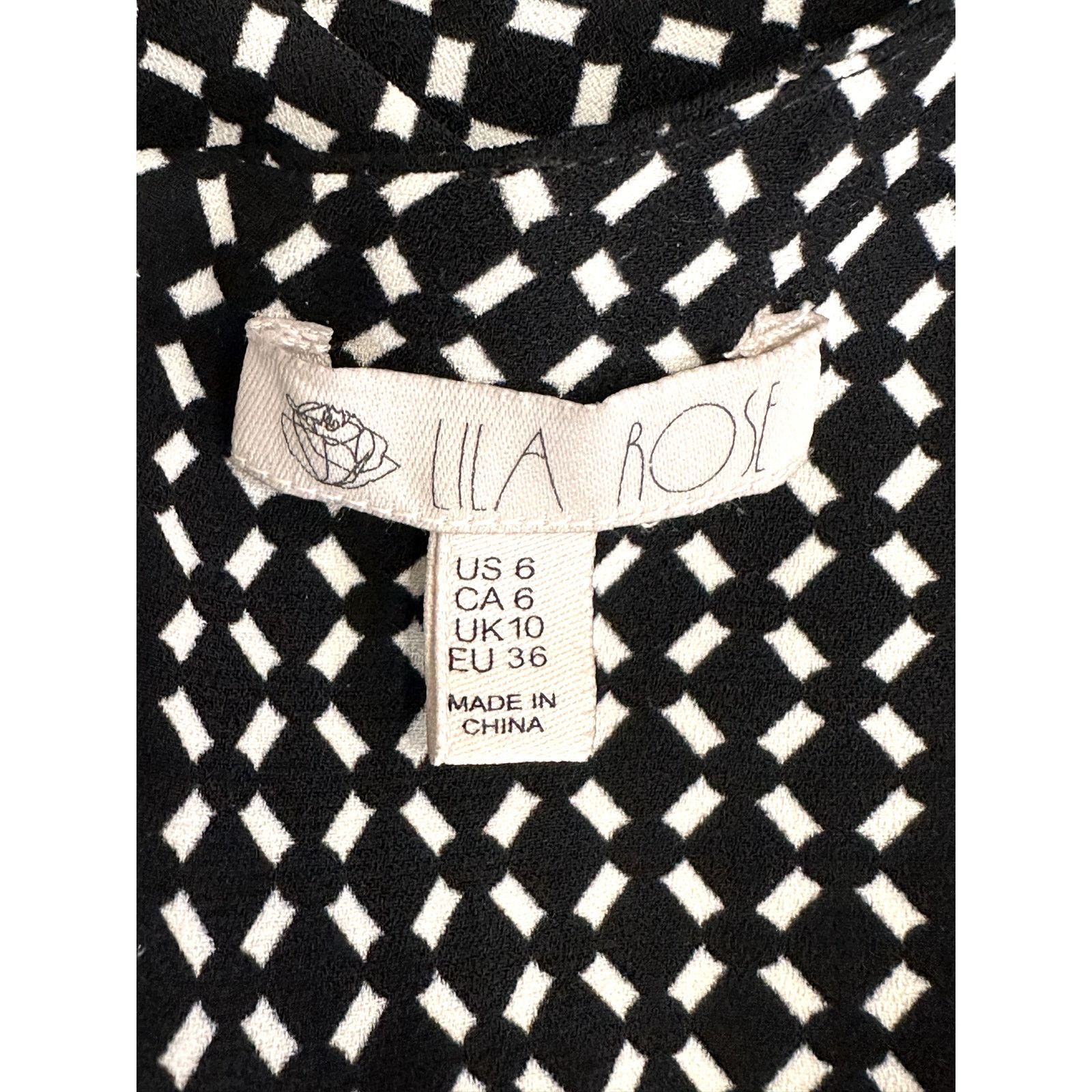 Other Lila Rose Dress Geometric V-Neck Long Sleeve Black White 6 Size M / US 6-8 / IT 42-44 - 7 Thumbnail