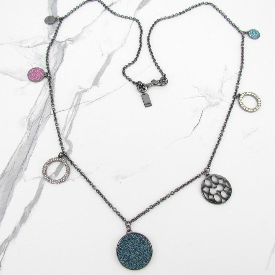 Coach Coach Multi Pave Disc Pendant Necklace Size ONE SIZE - 1 Thumbnail