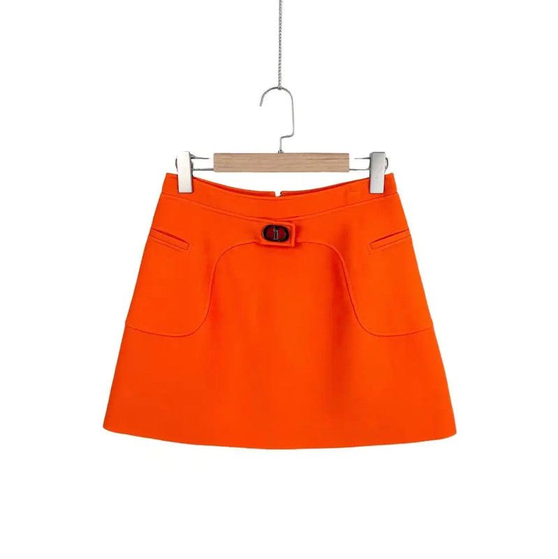 Dior Dior Orange Wool Women's Mini Skirt 0089 Size 28" / US 6 / IT 42 - 1 Thumbnail