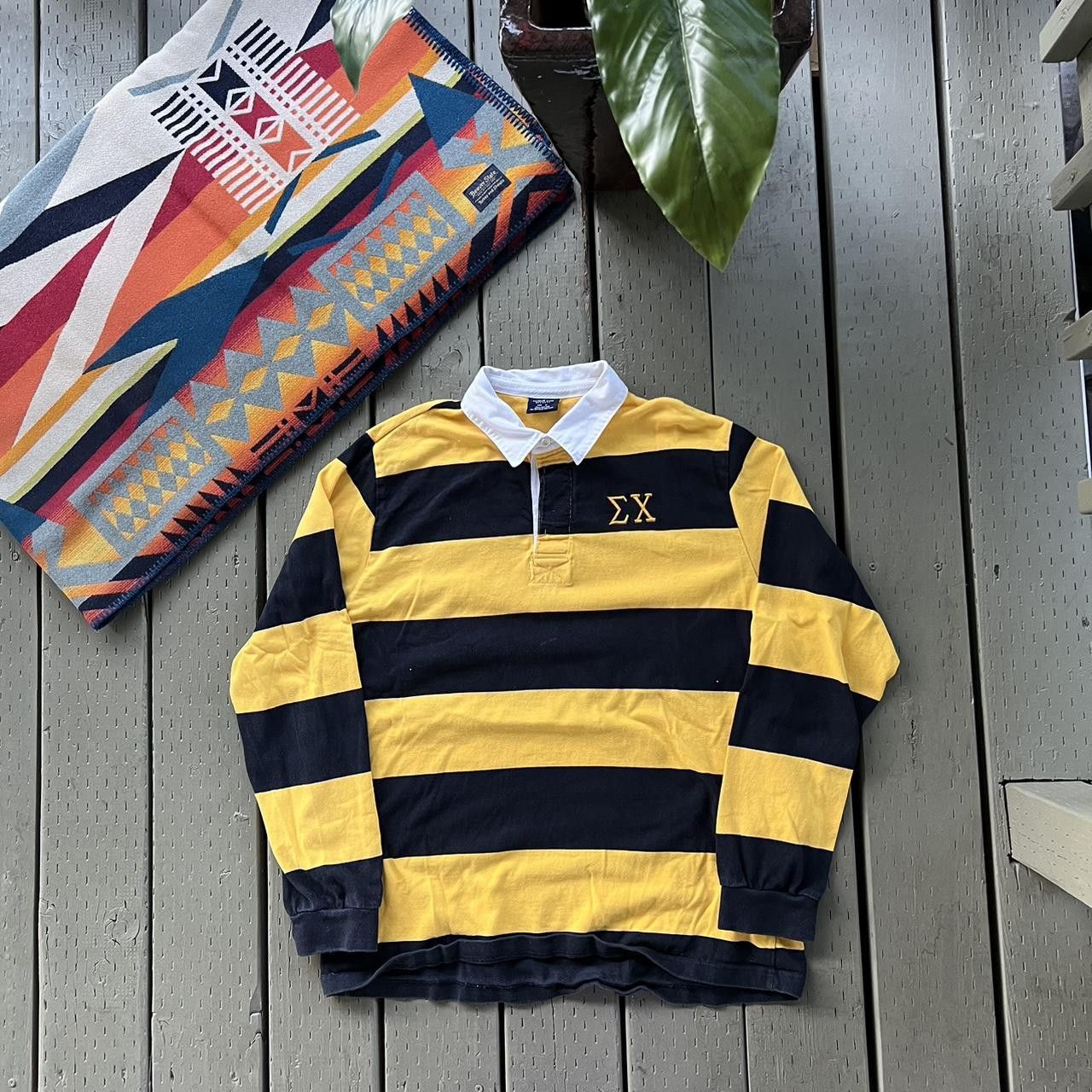 Vintage Vintage Rugby Polo Sigma Chi Striped Pullover Sweatshirt Size US XL / EU 56 / 4 - 3 Thumbnail