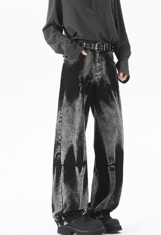Japanese Brand American street wide-leg tie-dye straight loose baggy jeans Size US 32 / EU 48 - 2 Thumbnail