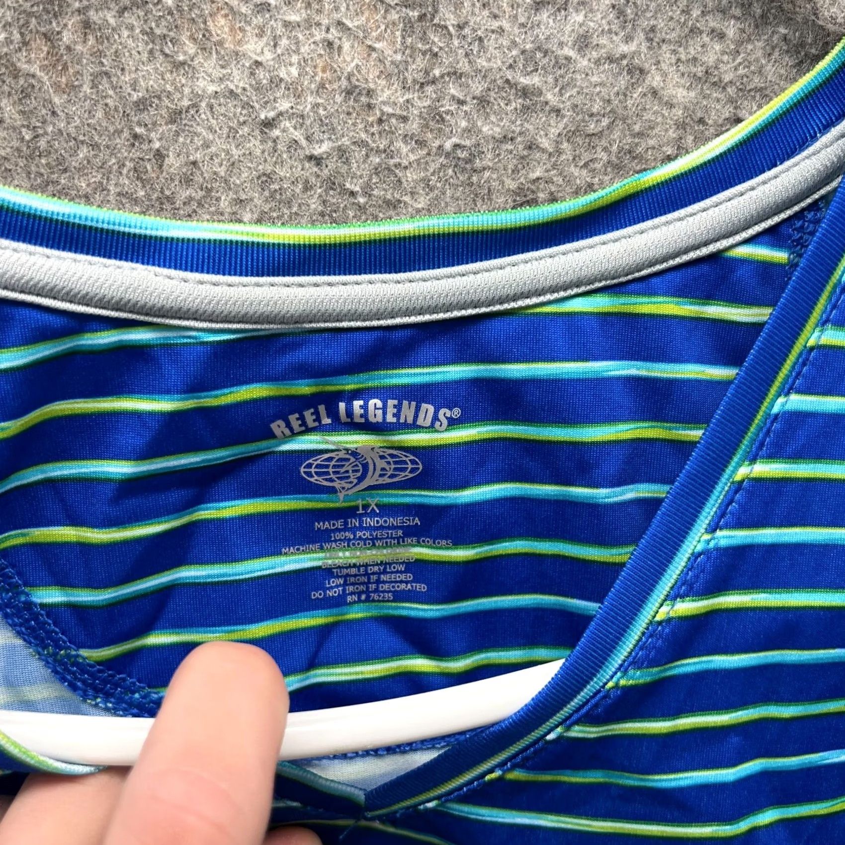 Vintage Reel Legends Shirt Womens 1X Blue Stripes V Neck Casual Tee Cotton Activewear Size XL / US 12-14 / IT 48-50 - 7 Thumbnail