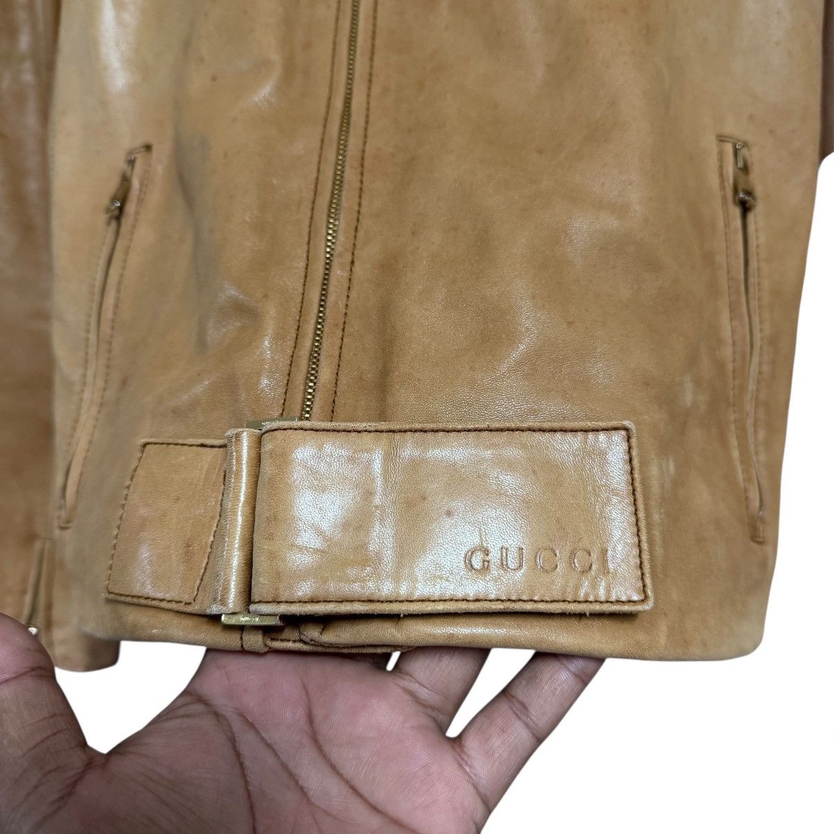Gucci Gucci By Tom Ford Leather Moto Jacket Patina Size US M / EU 48-50 / 2 - 8 Thumbnail