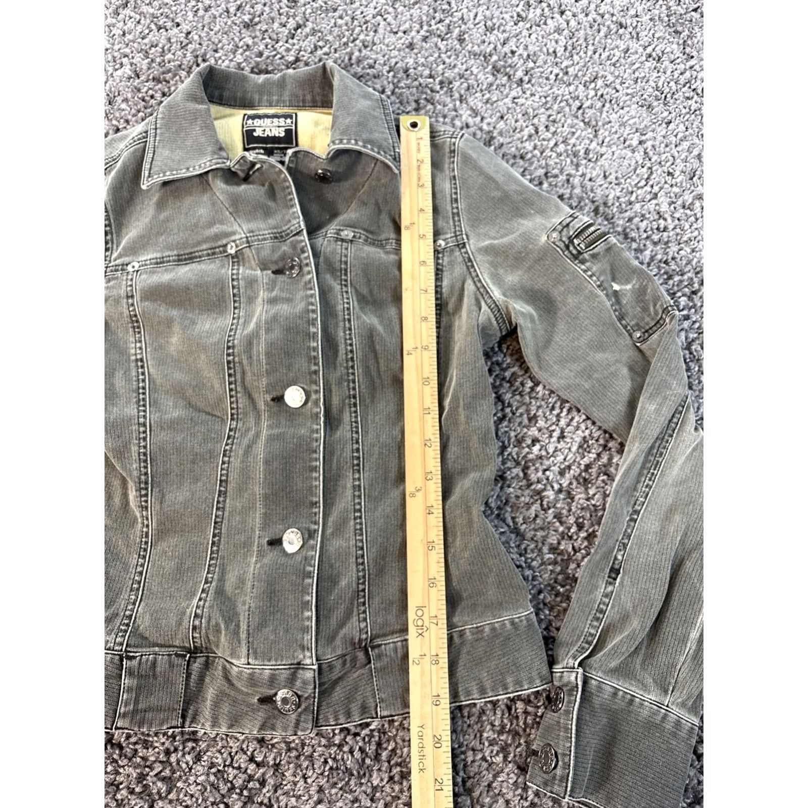 Guess VINTAGE GUESS Denim Jacket Womens XS Green 90s Button Cotton Cargo Basic Jacket Mens? Size 26" / US 2 / IT 38 - 2 Thumbnail