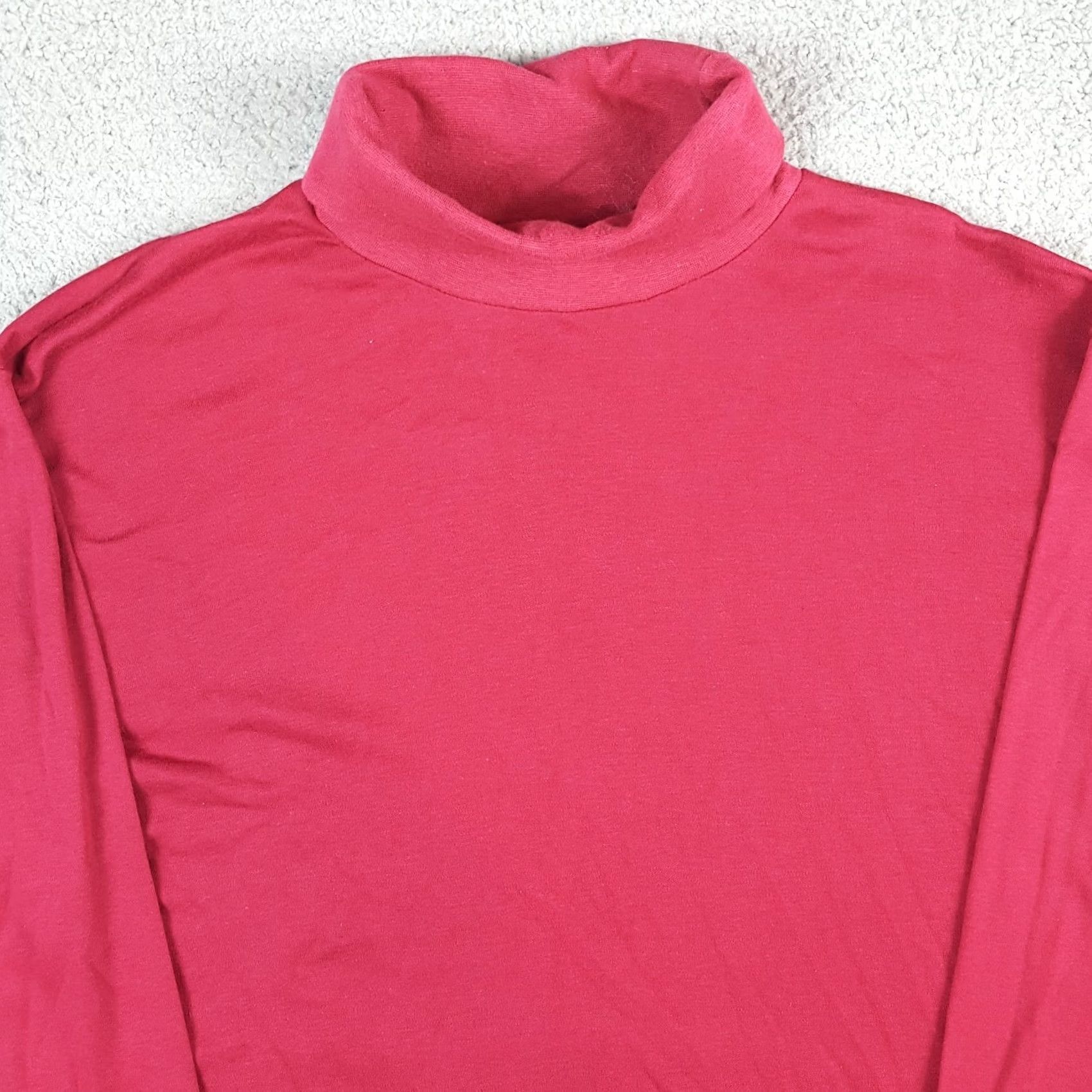 Vintage VINTAGE Y2K Preppy Red Mock Neck T-Shirt Top Women L Long Sleeve Casual Shirt Size L / US 10 / IT 46 - 2 Thumbnail