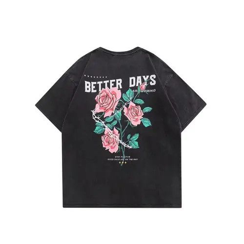 Other Rose print fashion trend loose washed distressed tee Size US M / EU 48-50 / 2 - 6 Thumbnail
