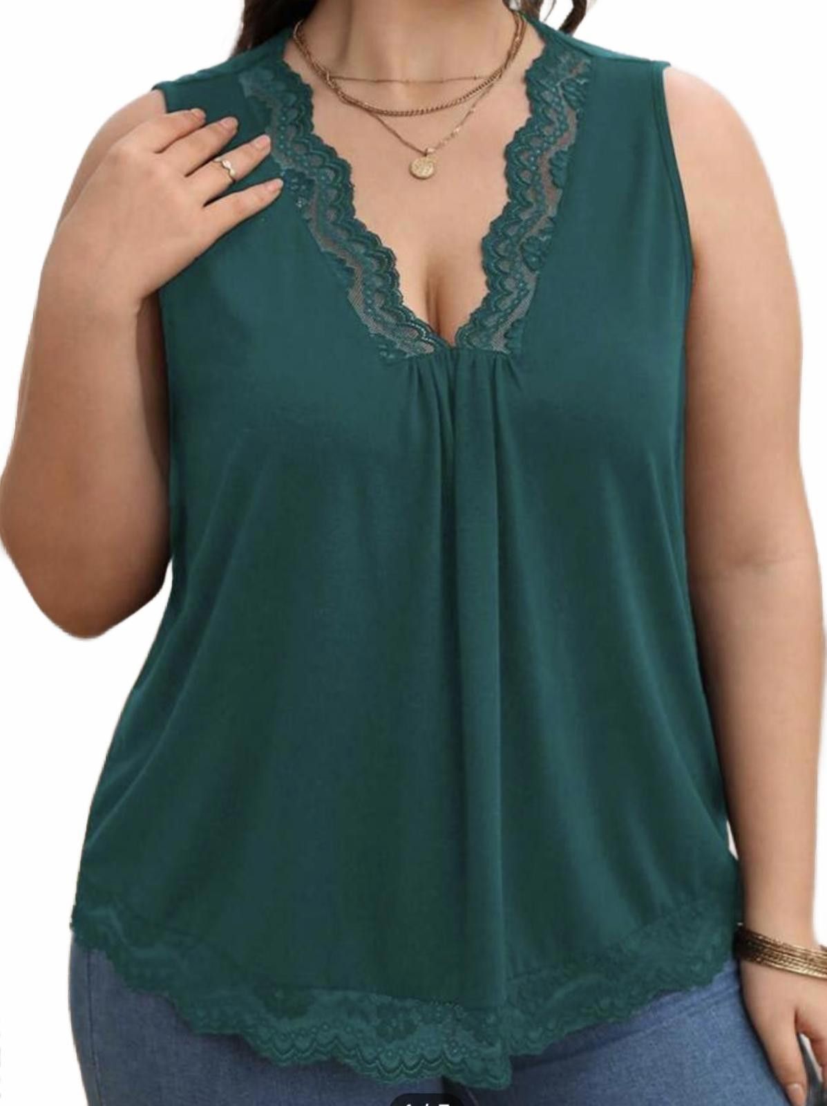 Designer Lace Trim Modal Tank Top - Comfortable & Stylish Size 4XL / US 24-26 - 1 Thumbnail