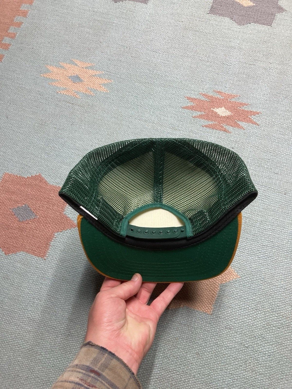 Vintage 80s trucker hat new era blank green yellow SnapBack Size ONE SIZE - 4 Thumbnail