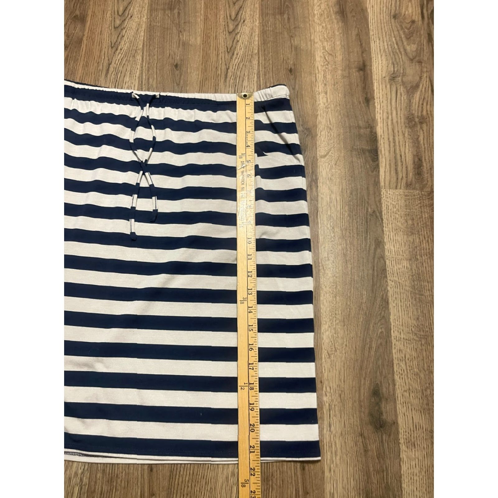 Vintage Sonoma Skirt Women's Size Large Blue Grey Striped Tie Waist Straight Pencil Size 36" / US 14 / IT 50 - 7 Thumbnail