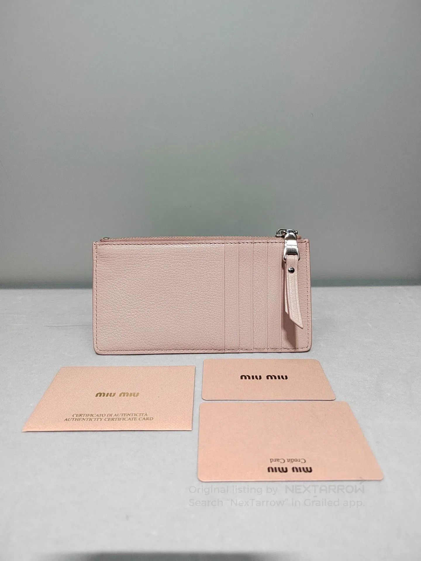 Miu Miu Miu Miu Pink Sheepskin Pearl Bow Coin Purse. Size ONE SIZE - 2 Thumbnail