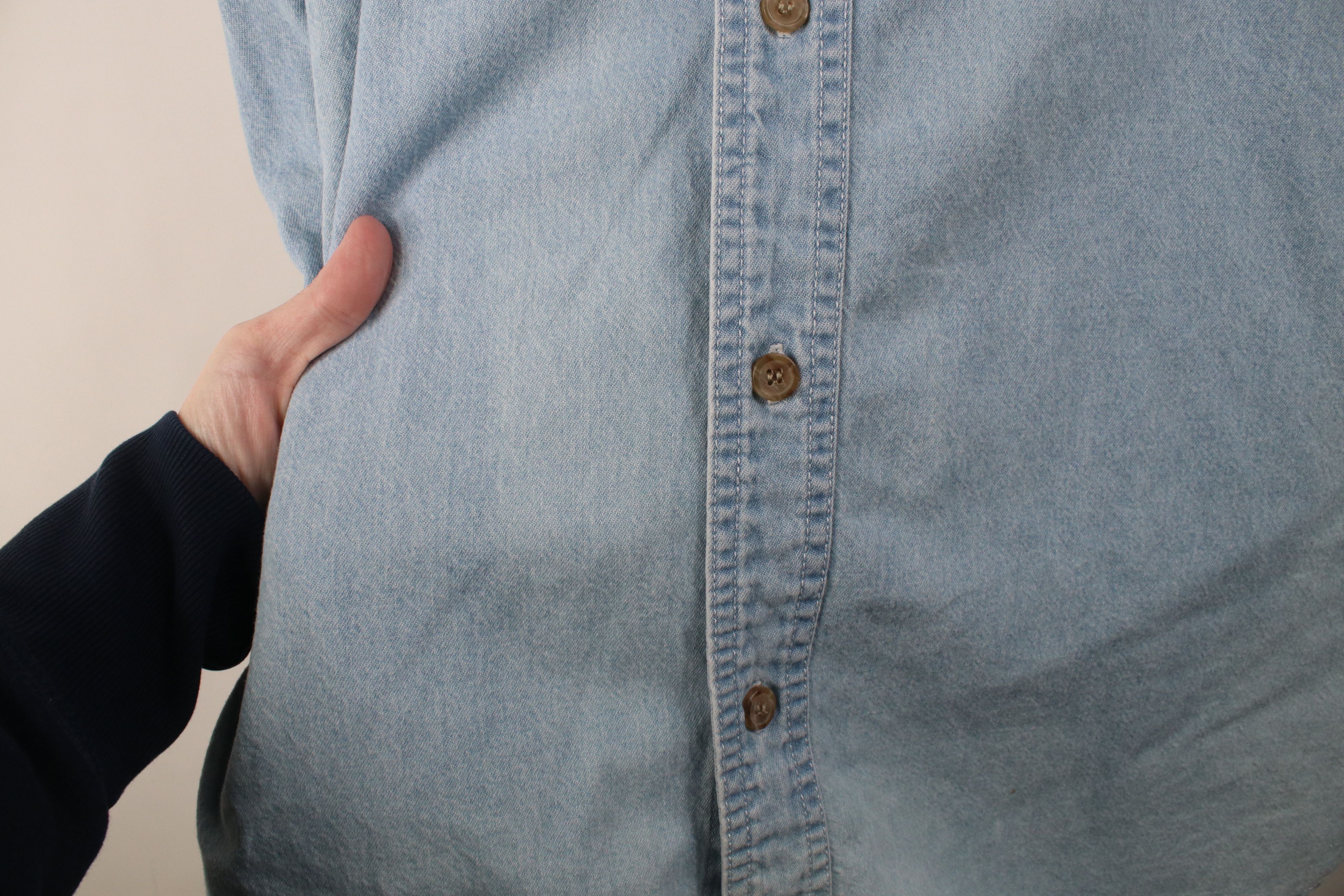 Vintage Vintage 90s Streetwear Collared Denim Jean Button Down Shirt Size US XXL / EU 58 / 5 - 4 Thumbnail