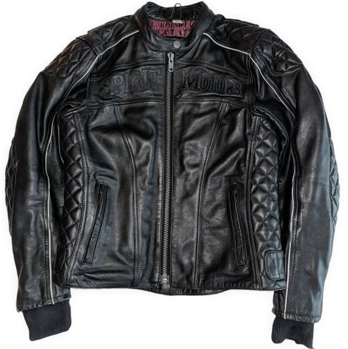 image of Leather Jacket x Vintage Leather Moto Jacket Spirit Motors in Black, Men's (Size Medium)