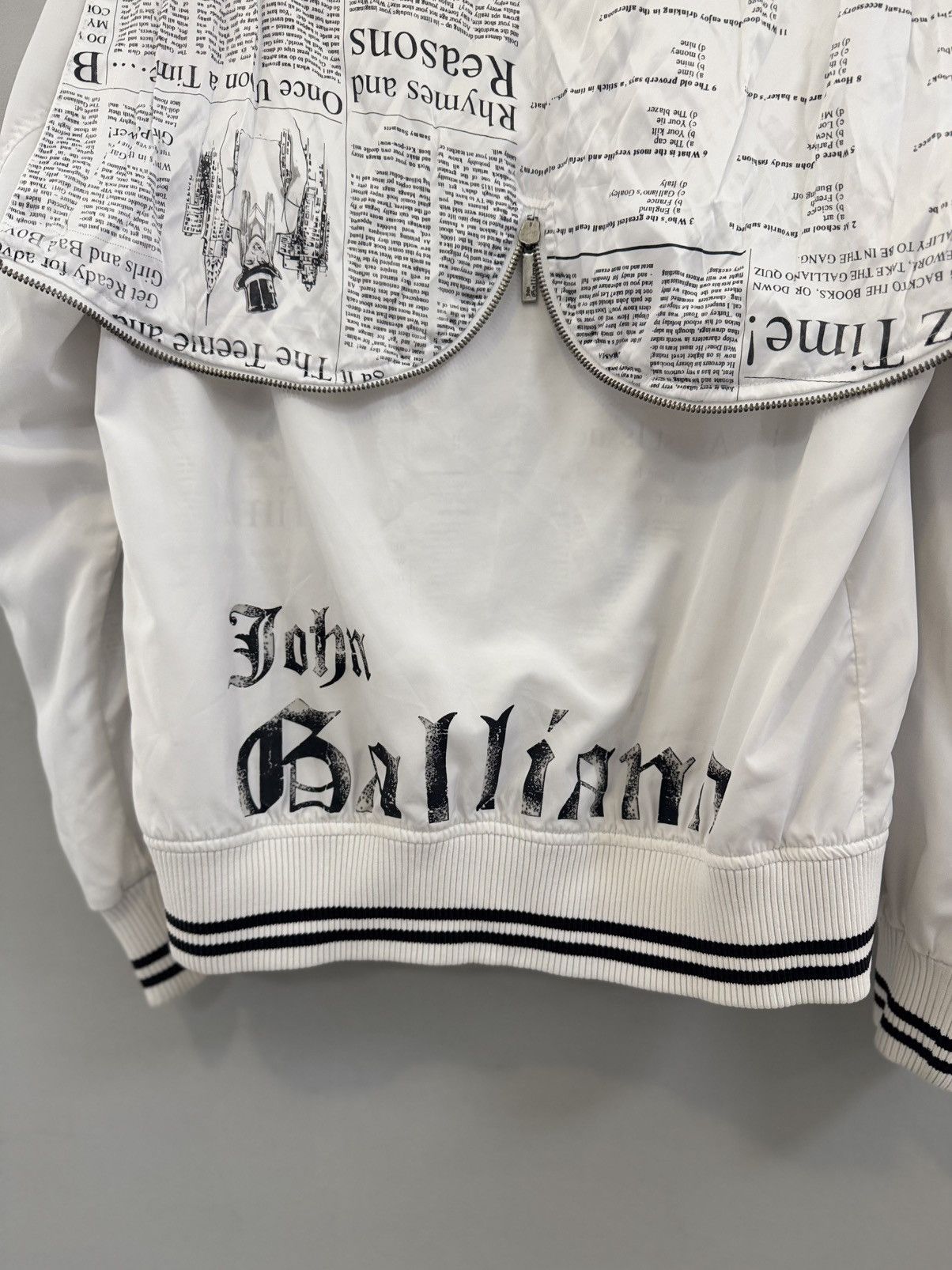 John Galliano Jacket Nylon Newspaper print