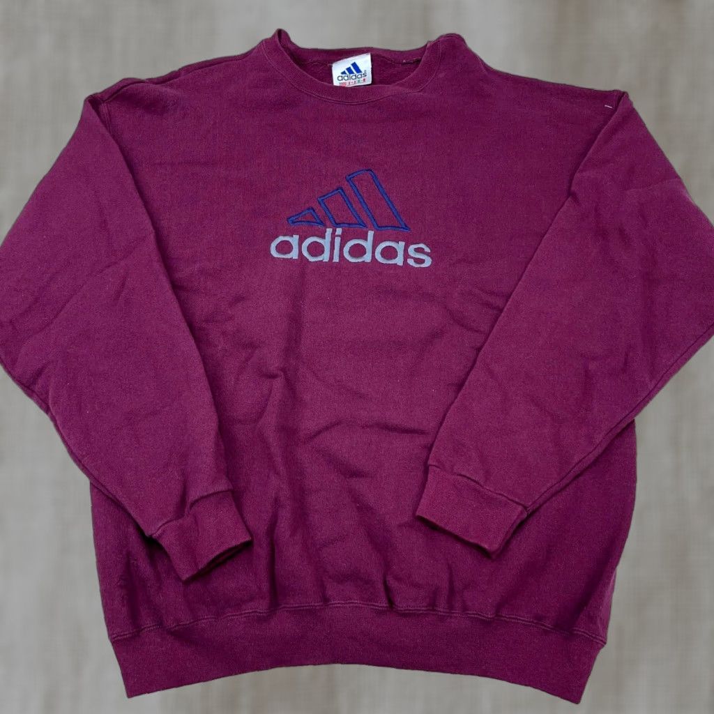 Adidas VINTAGE adidas Sweatshirt Men Large Maroon Crew Neck Sweater USA 90s Y2K Sewn * Size US L / EU 52-54 / 3 - 1 Thumbnail