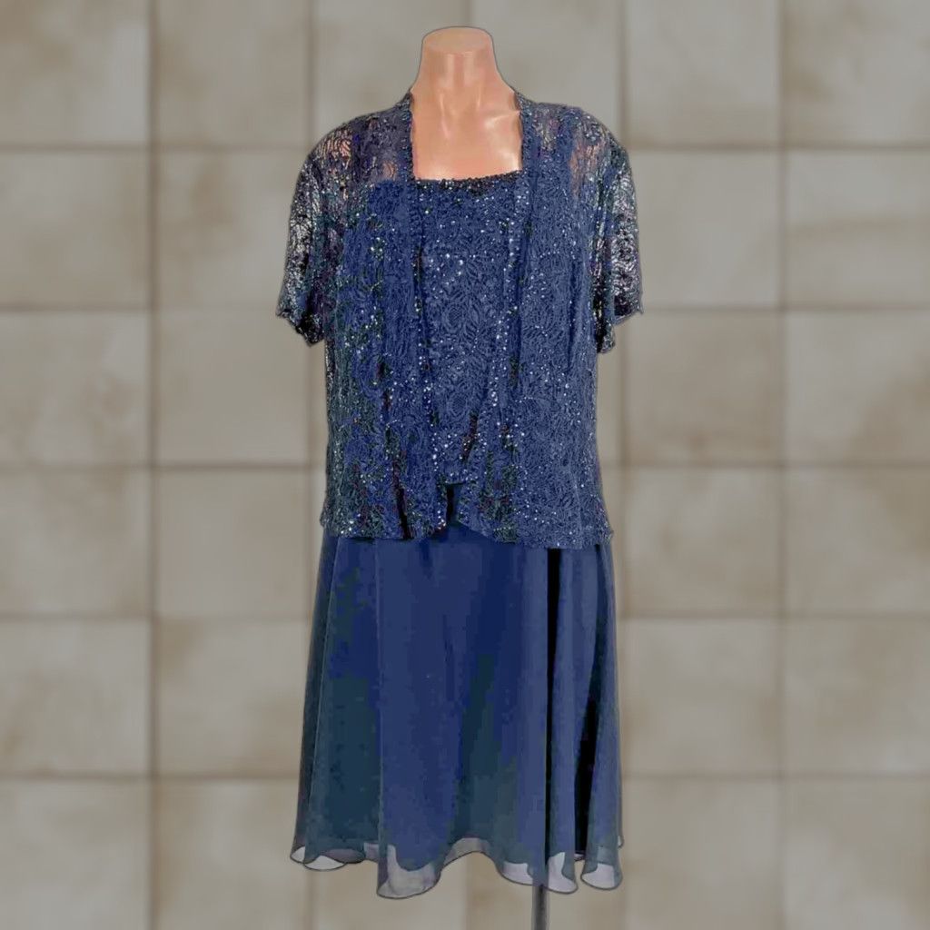 VINTAGE David's Bridal Plus Size 18W Dress Jacket Set Lace