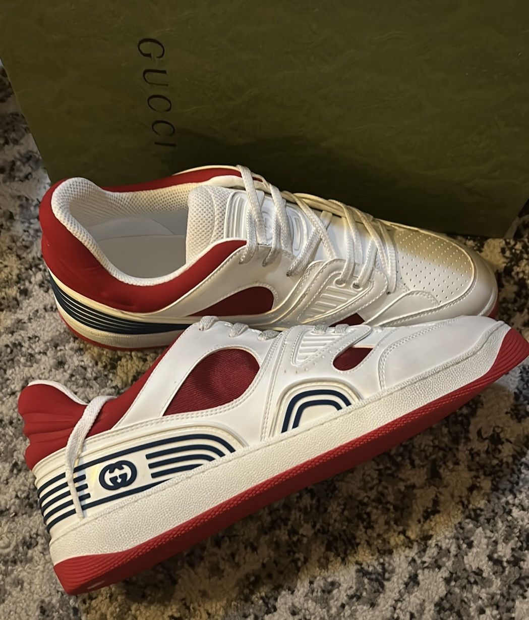 Gucci Gucci Demetra Basket Low Sneaker White/Red size 12 Size US 12 / EU 45 - 3 Thumbnail