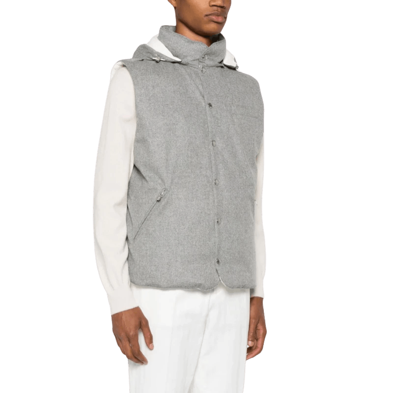 Brunello Cucinelli o1mtch0225 Wool Vest in Light Grey Size US M / EU 48-50 / 2 - 2 Thumbnail