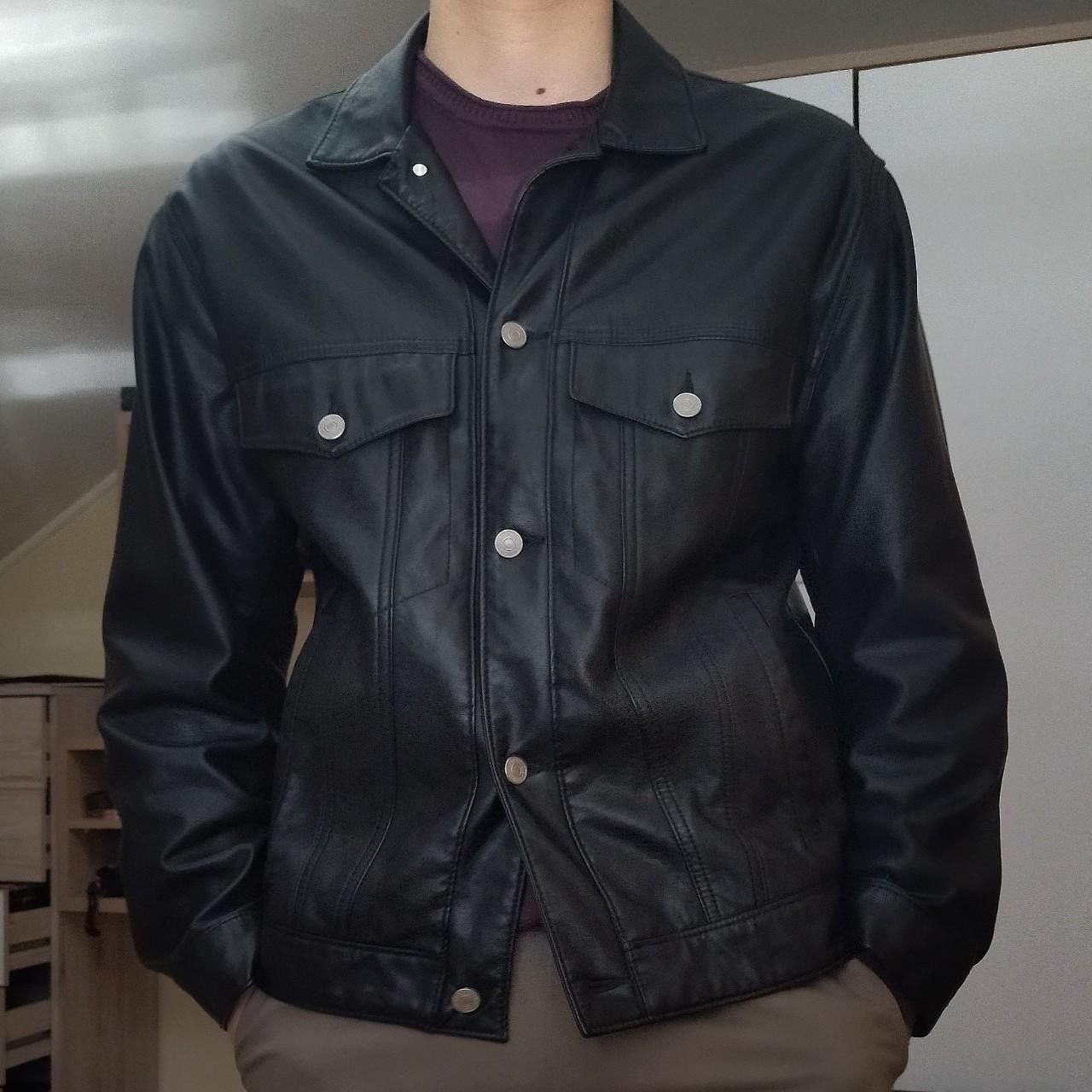 Abercrombie & Fitch ABERCOMBIE & FITCH VEGAN LEATHER TRUCKER JACKET Size US M / EU 48-50 / 2 - 2 Thumbnail