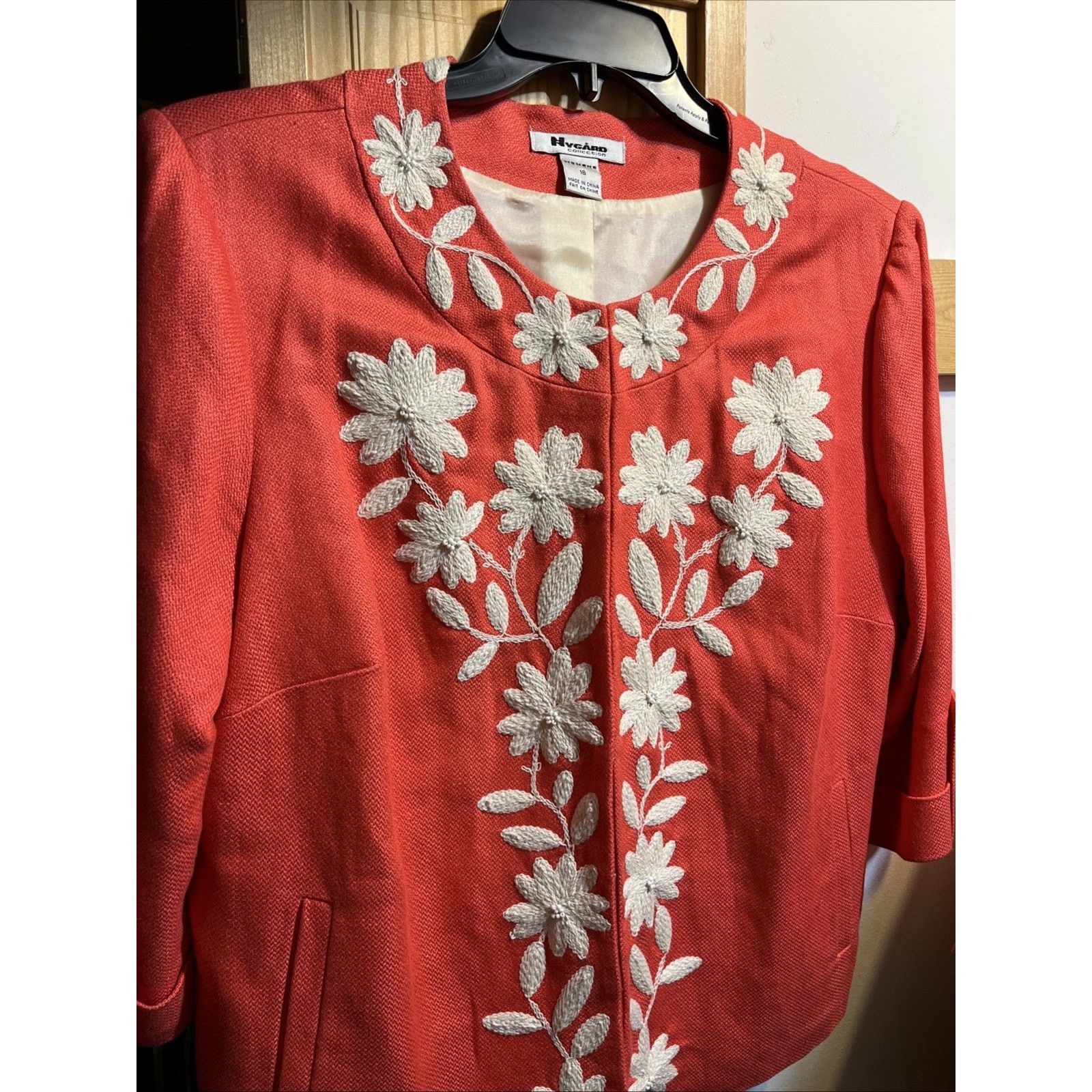 Other PETER NYGARD Womens 16 Red Linen Blend Floral Blazer Size XXL / US 16-18 / IT 52-54 - 6 Thumbnail