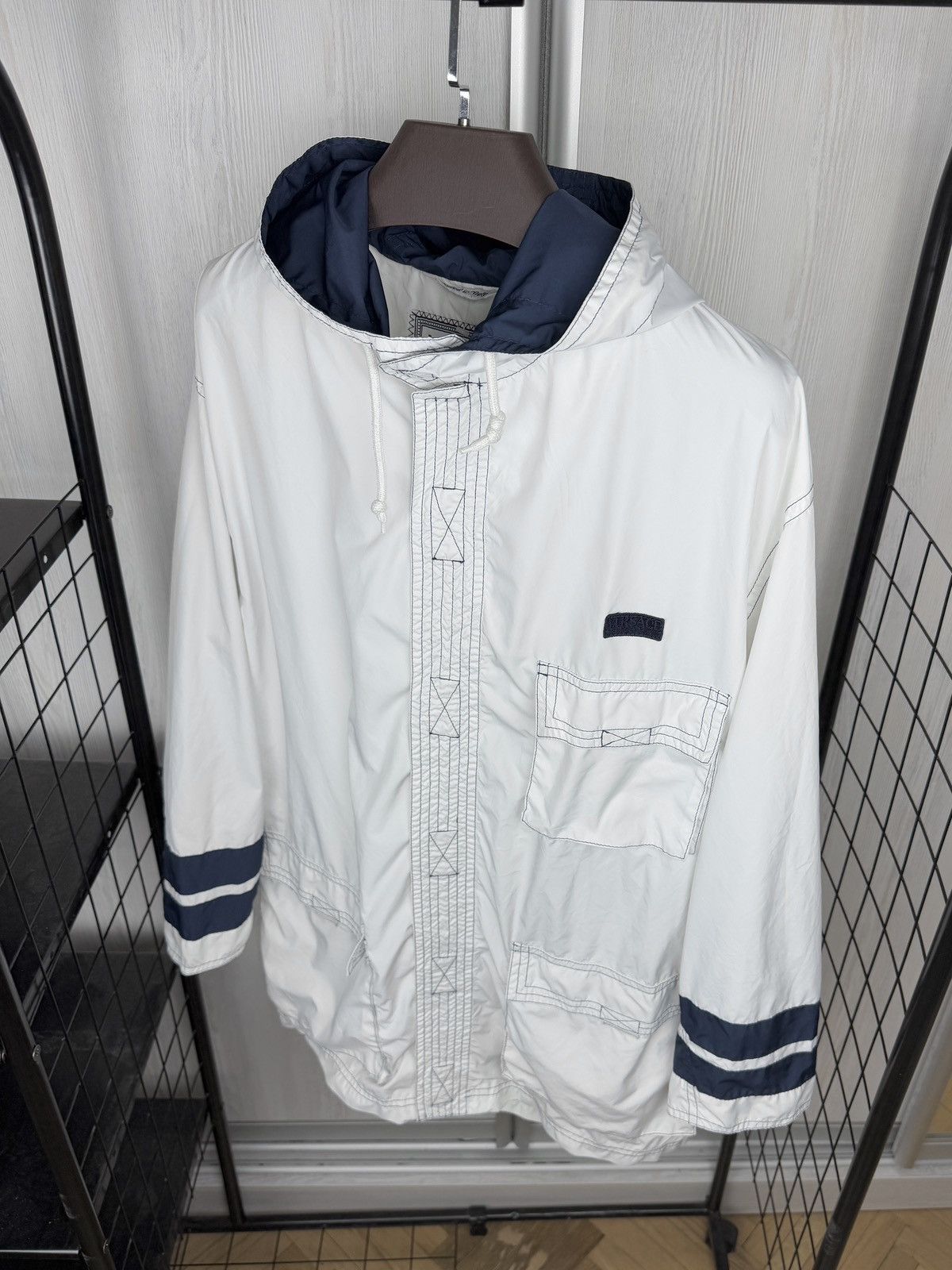 Versace Versace Sport vintage 90s nylon white striped light jacket Size US XL / EU 56 / 4 - 6 Thumbnail