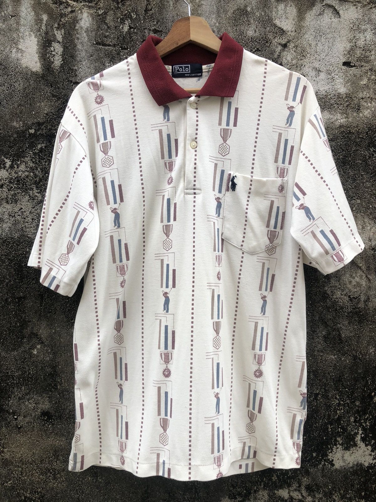 Polo Ralph Lauren × Vintage Vintage Polo by Ralph Lauren FullPrint Polo-Tee Size US L / EU 52-54 / 3 - 1 Thumbnail