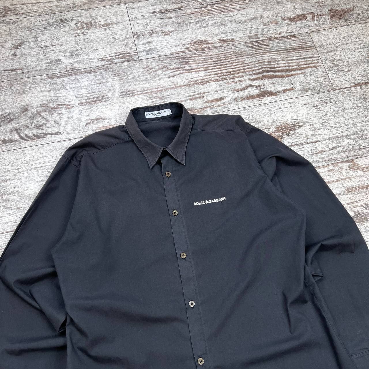Dolce & Gabbana D&G Men's Black Long Sleeve Shirt Embroidered Logo Size US L / EU 52-54 / 3 - 2 Thumbnail