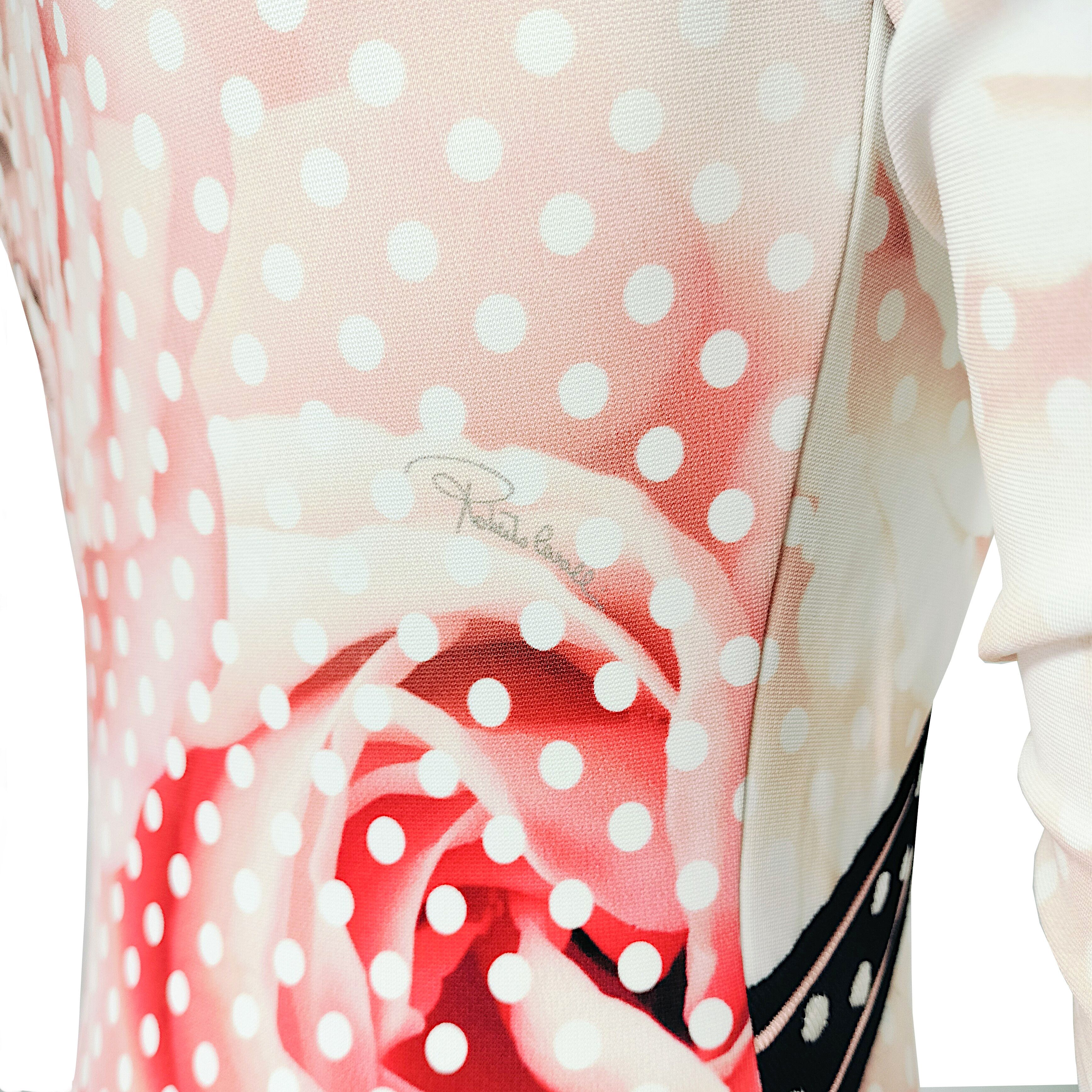 Roberto Cavalli Authentic Rose & Polka Dot Bodycon Dress Size S / US 4 / IT 40 - 5 Thumbnail
