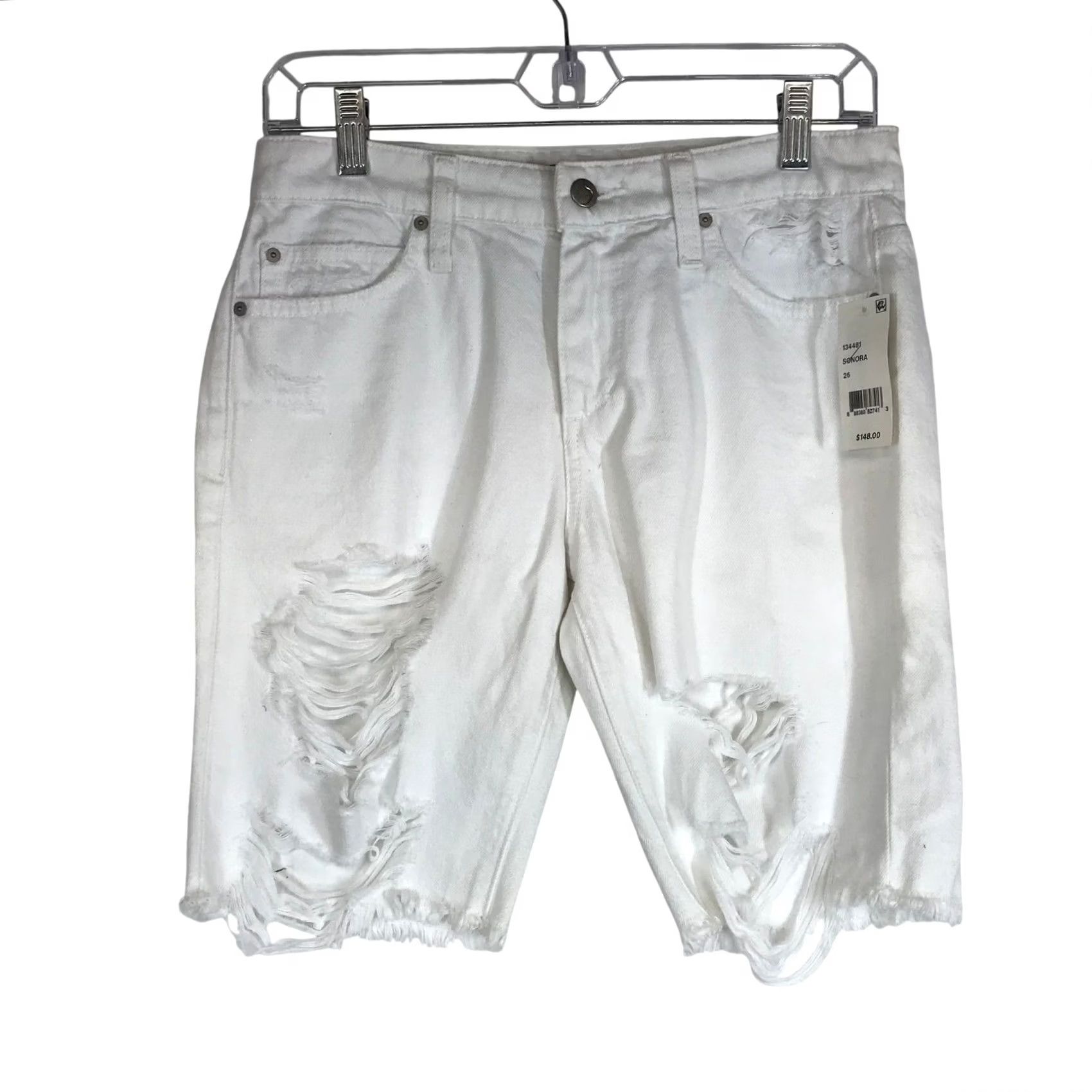 Vintage VINTAGE JOE'S JEANS Sonora White Distressed Denim Cut Off Shorts 26 Size 26" / US 2 / IT 38 - 2 Thumbnail