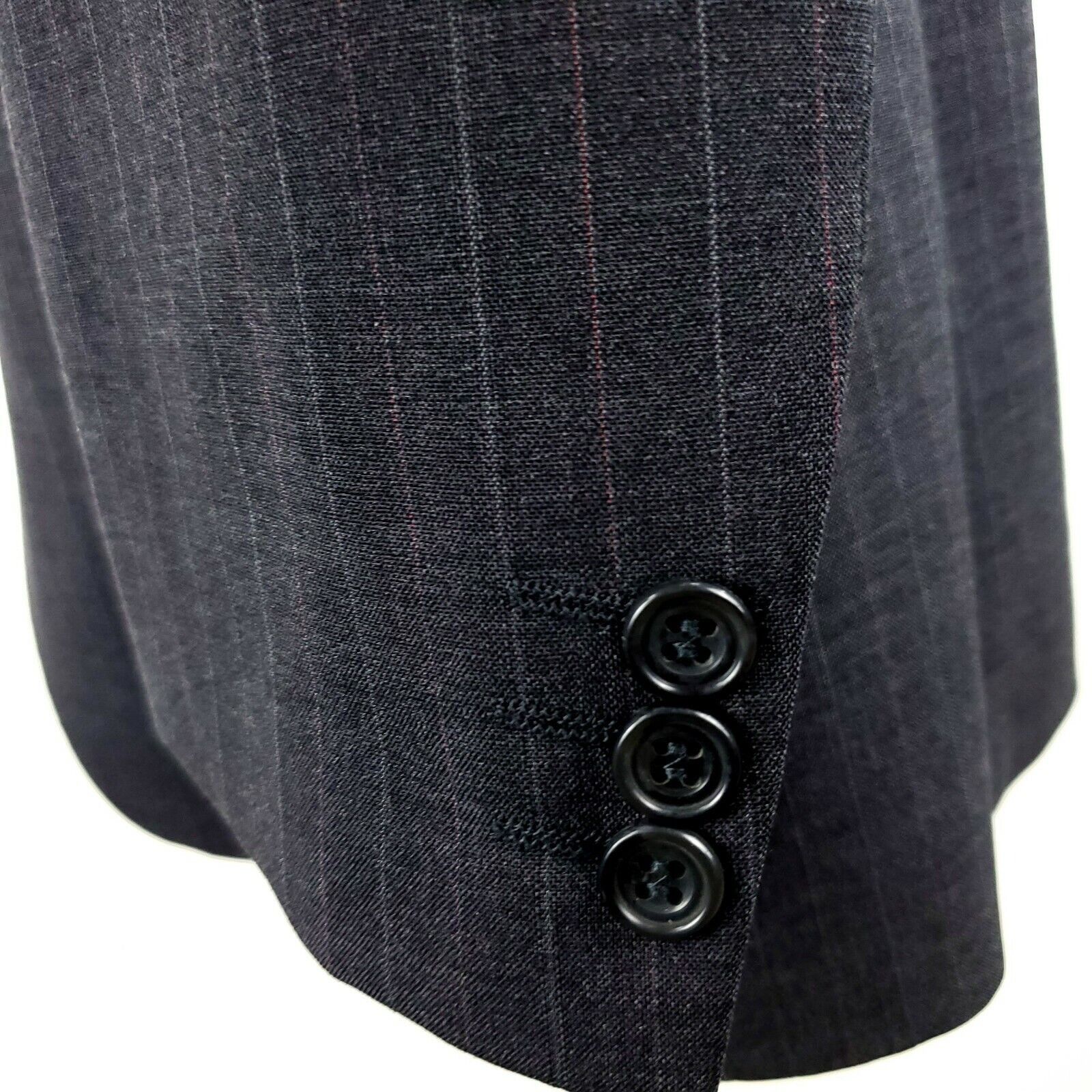 Savile Row Alexandre London Savile Row 40R 2 Button Stripe Gray Wool Su Size 40R - 4 Thumbnail