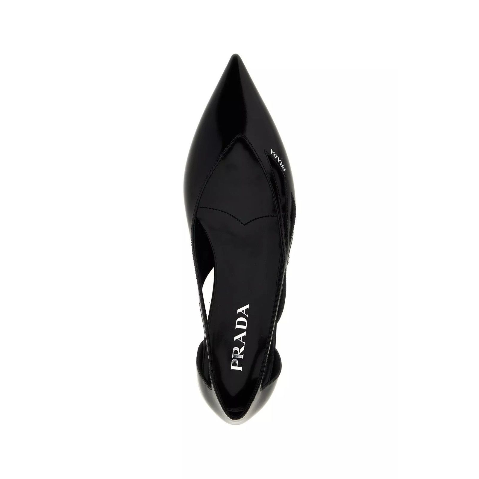 Prada PRADA Cut-Out Black Leather Ballerina Flats New & Authentic Size US 7 / IT 37 - 4 Thumbnail