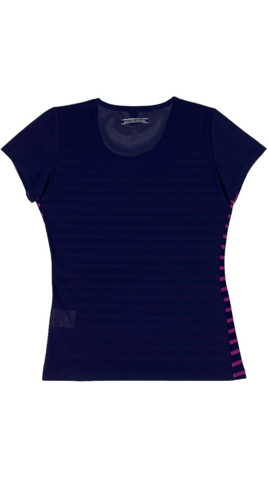 Jean Paul Gaultier 🔥LASTDROP🔥 Y2K Mesh JPG Script Logo Iconic Striped Tee Size S / US 4 / IT 40 - 2 Thumbnail