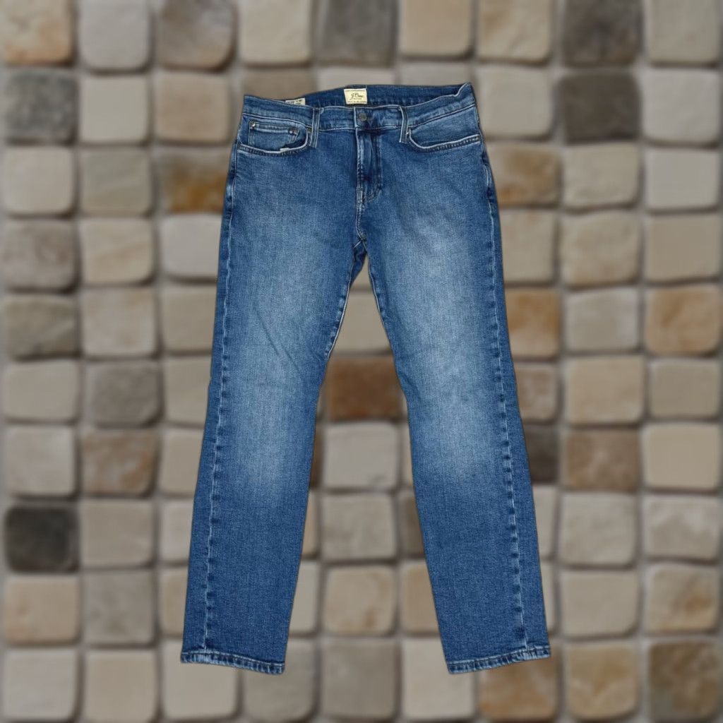 J.Crew J.CREW 484 Jeans Mens 30x29 Blue Denim Slim Straight 5-Pocket Cotton Spandex Medium Wash N/A Size US 33 - 1 Thumbnail